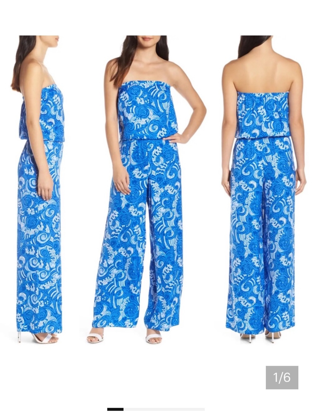 Lilly Pulitzer Pim strapless, wide leg jump suit. Size small
